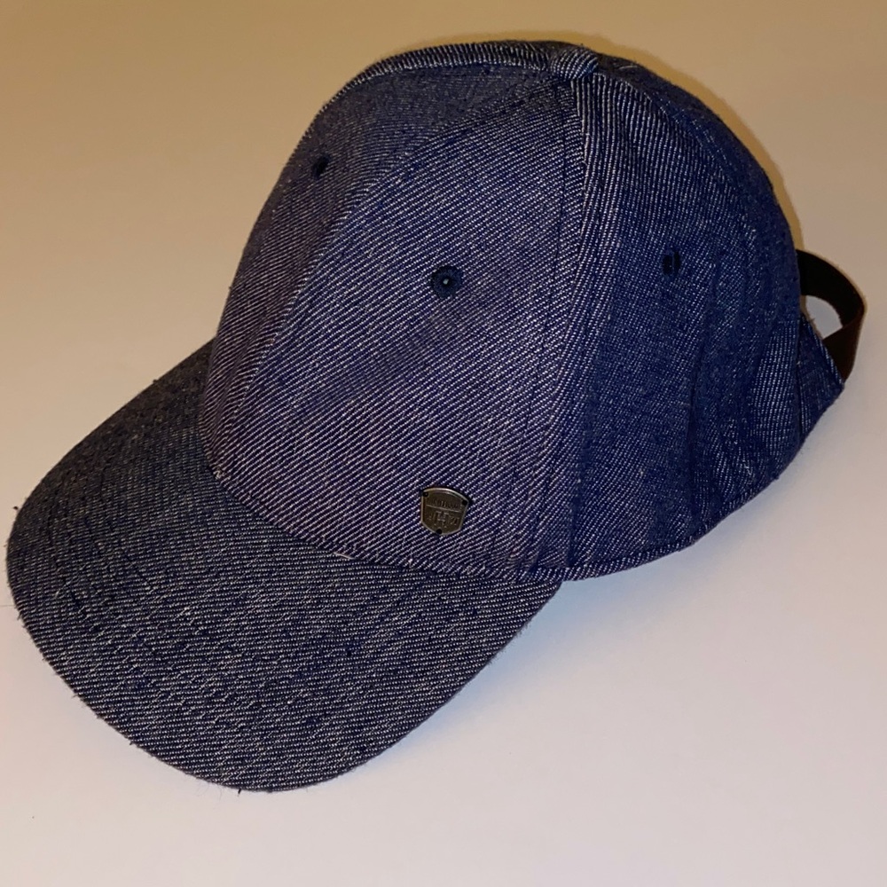 OVS Denim Six Panel Leather Adjustable Hidden Band Baseball Cap Size OS